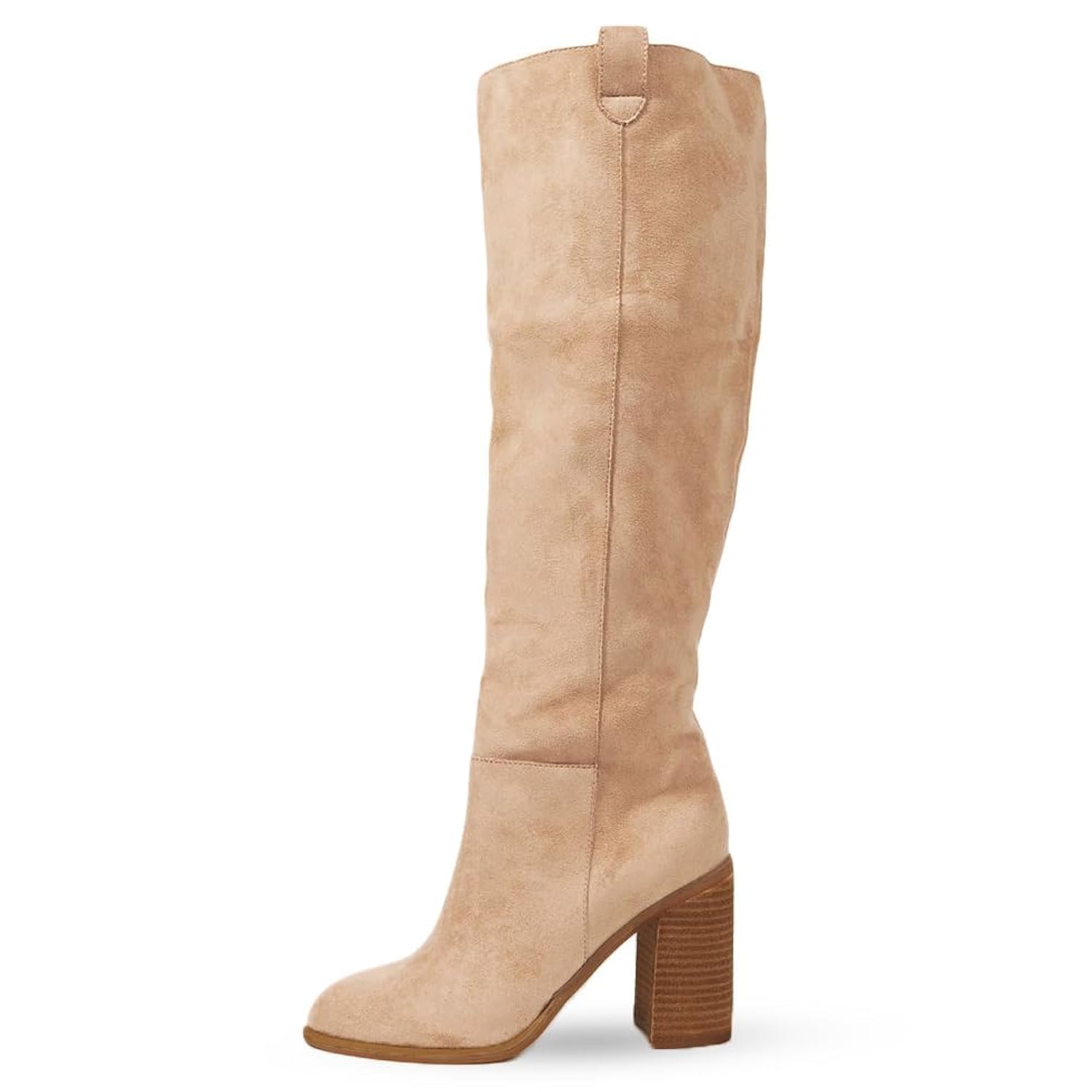 Erocalli Chunky Heel Suede Slouch Boot for Women