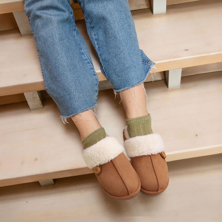 Litfun Memory Foam Slippers for Women Winter Fluffy House Shoes