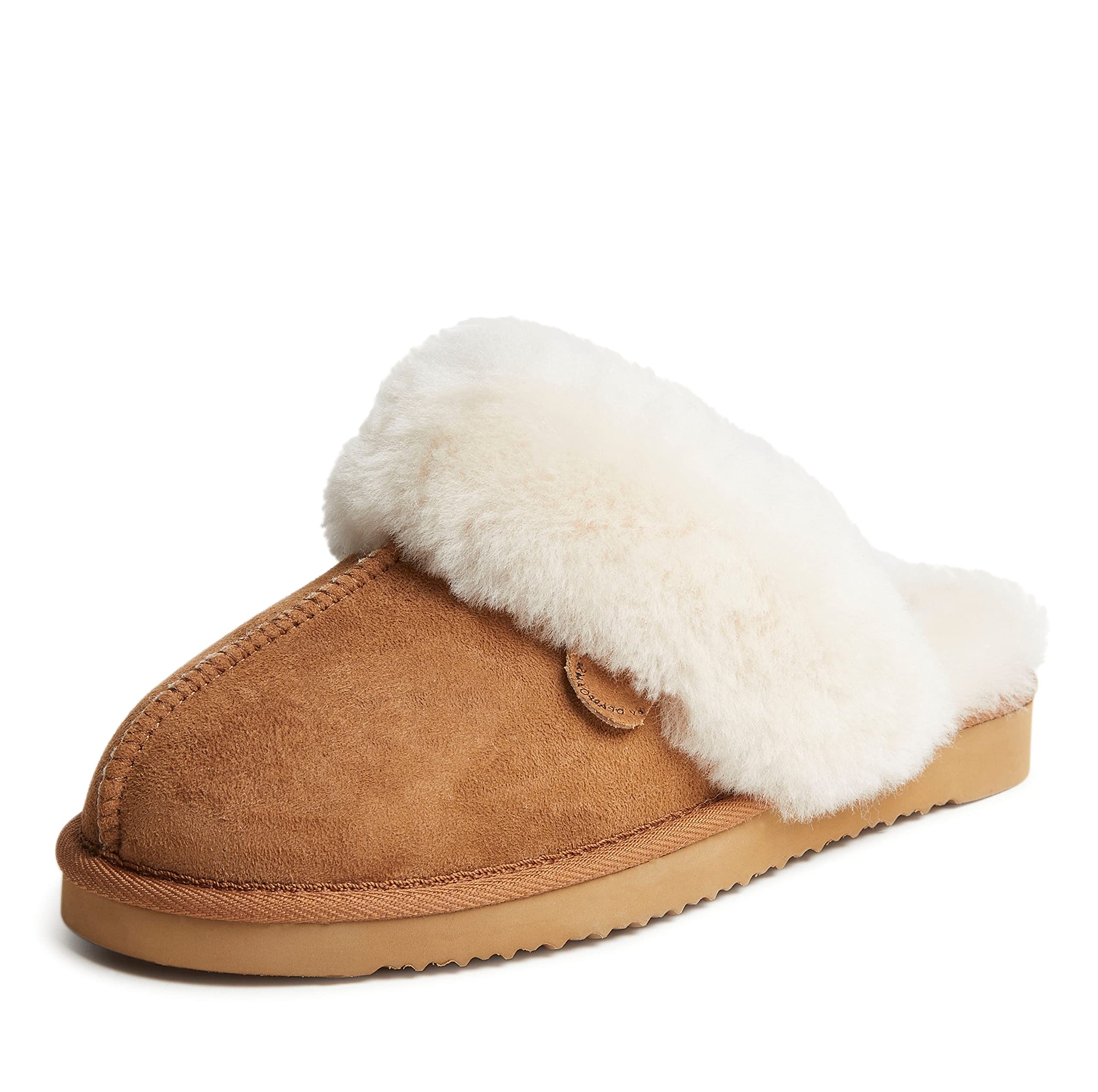 Dearfoams Women's Wide Width Shearling Fur Slippers
